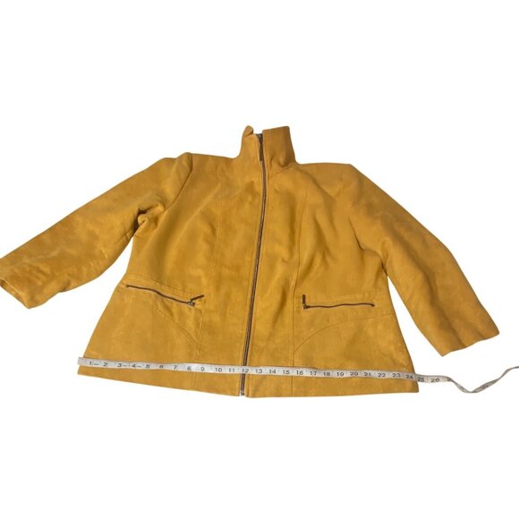 Allison Daley Womens Yellow Faux Suede Zip Jacket With Pockets Size 16 - Picture 5 of 10
